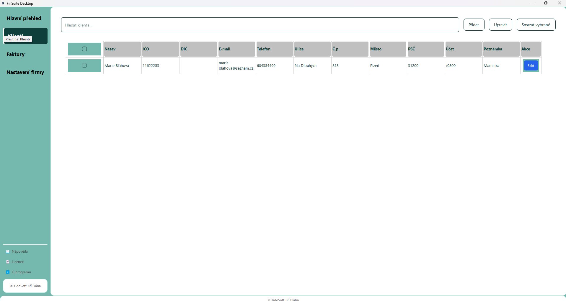 Klienti — adresář s kompletními údaji